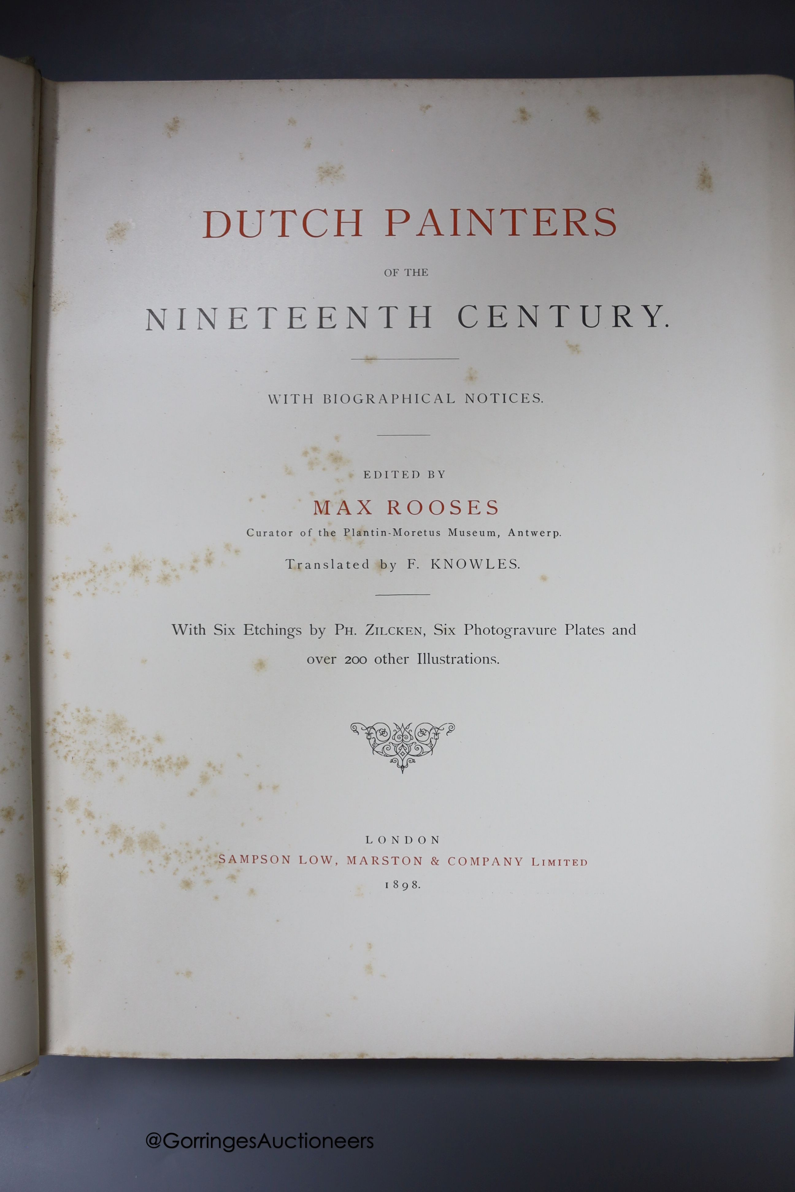 Rooses (M. ed.), Dutch Painters of the Nineteenth Century, 4 vols, 1898 and a facsimile edition of 'Atlas Van Fouquet'